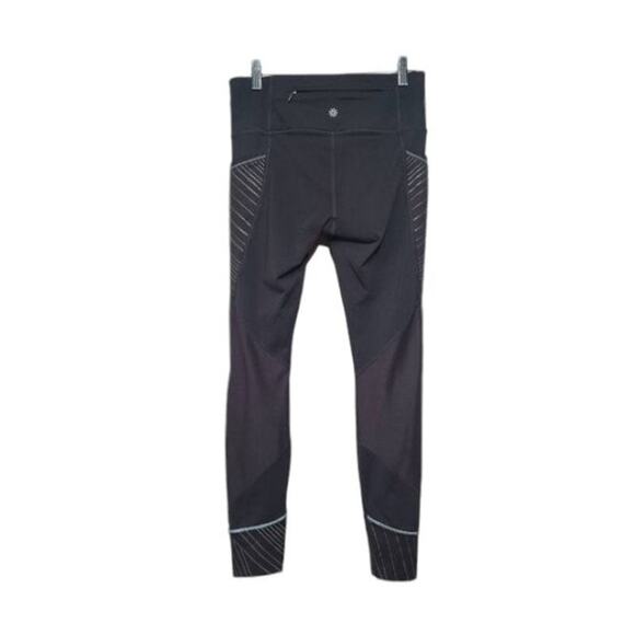 Athleta Black Shimmer Stripe Relay Tight 2.0 Small - Picture 1 of 6